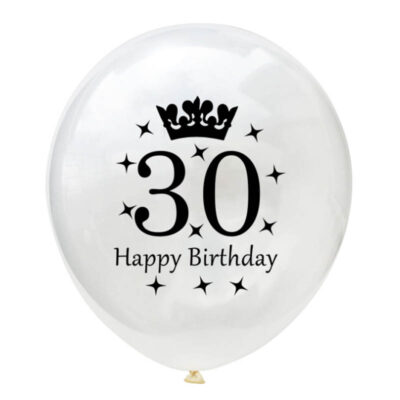 Happy Birthday Crown Clear Latex Balloon 30years 30th Birthday clear crown latex balloon 12 inch helium quality, Auckland NZ