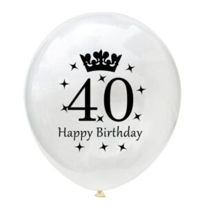 40th Birthday clear crown latex balloon 12 inch helium quality, Auckland NZ