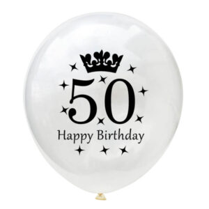 50th Birthday clear crown latex balloon 12 inch helium quality, Auckland NZ