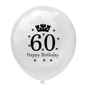 60th Birthday clear crown latex balloon 12 inch helium quality, Auckland NZ