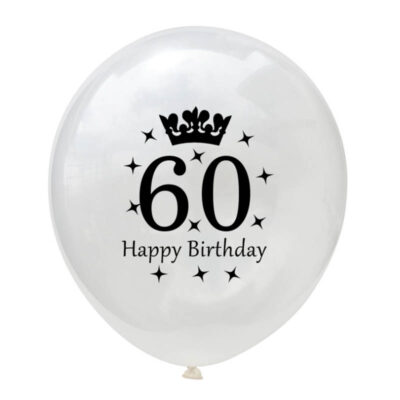 Happy Birthday Crown Clear Latex Balloon 60years 60th Birthday clear crown latex balloon 12 inch helium quality, Auckland NZ