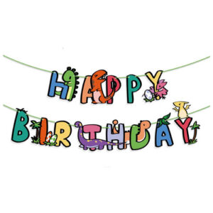Baby cartoon dinosaur Happy Birthday banner 4-5m ribbon, Auckland NZ