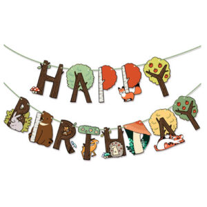 Jungle forest Happy Birthday banner 4-5m ribbon, Auckland NZ