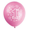 1st Birthday pearl pink latex balloon 12 inch helium quality, Auckland NZ