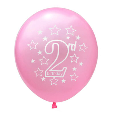Happy Birthday Pink Latex Balloon 2 year 2nd Birthday pearl pink latex balloon 12 inch helium quality, Auckland NZ