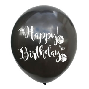 Mermaid Happy Birthday black latex balloon 12 inch helium quality, Auckland NZ