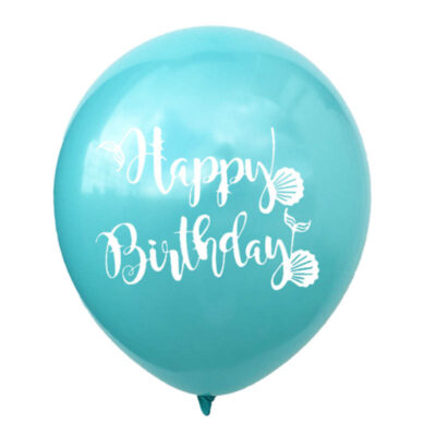 Mermaid Happy Birthday blue latex balloon 12 inch helium quality, Auckland NZ