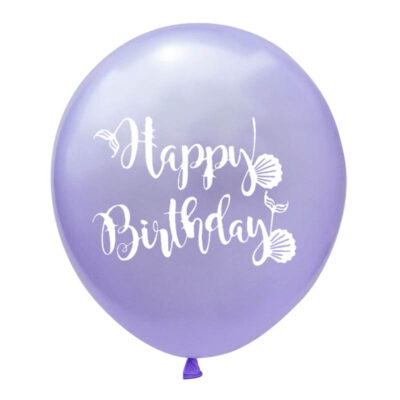 Mermaid Happy Birthday purple latex balloon 12 inch helium quality, Auckland NZ