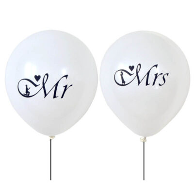 Mr Mrs heart wedding latex balloon 12 inch helium quality, Auckland NZ