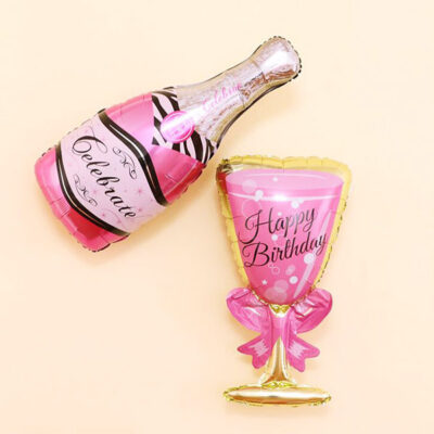 Pink champagne bottle and cup foil balloon set 36 inch, party Auckland NZ