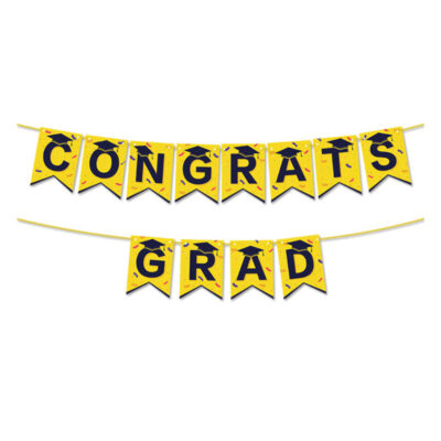 Congrats Grad paper banner 4-5m ribbon 18x13cm cards, Auckland NZ