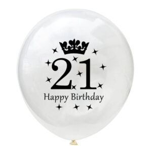 21st Birthday clear crown latex balloon 12 inch helium quality, Auckland NZ