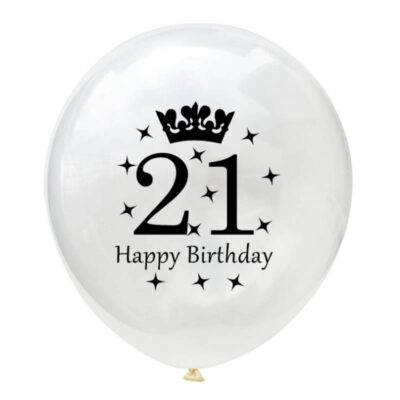 happy birthday 21years 21st Birthday clear crown latex balloon 12 inch helium quality, Auckland NZ