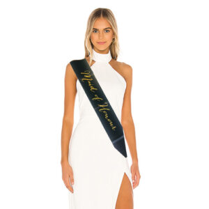 Maid of Honour gold on black sash 78cm, hens night Auckland NZ
