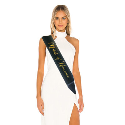 maid of honour new Maid of Honour gold on black sash 78cm, hens night Auckland NZ