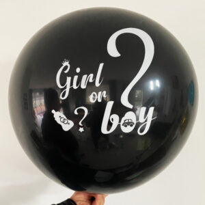 Giant gender reveal balloon Girl or Boy bottle 36 inch black latex, Auckland NZ