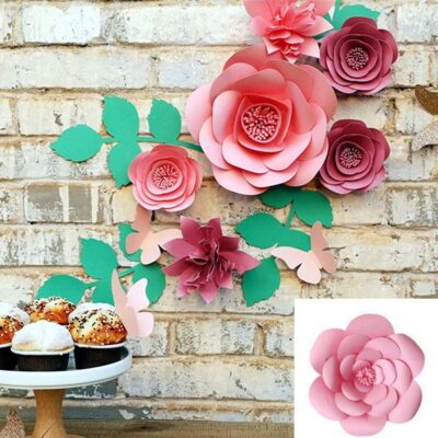 Light pink 3D paper flowers DIY kit, party backdrop nursery wall decor Auckland NZ