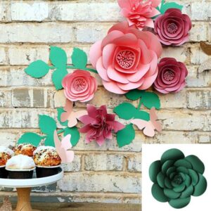 Dark green 3D paper flowers DIY kit, party backdrop nursery wall decor Auckland NZ