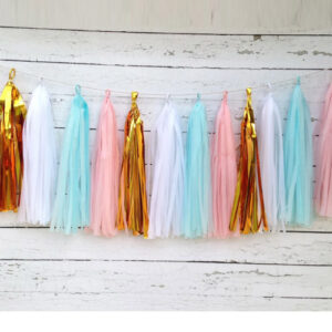 Gender reveal tissue tassel garland style A 4 packs, party decoration Auckland NZ