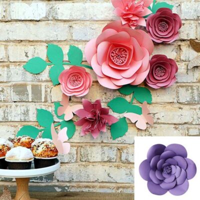 Light purple 3D paper flowers DIY kit, party backdrop nursery wall decor Auckland NZ