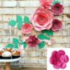 Rose pink 3D paper flowers DIY kit, party backdrop nursery wall decor Auckland NZ