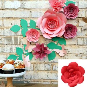 Standard red 3D paper flowers DIY kit, party backdrop nursery wall decor Auckland NZ