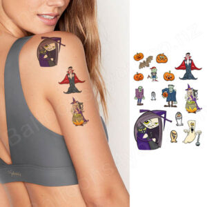 Halloween temporary tattoo sheet BLC939 21x15cm, Auckland NZ