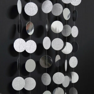 Silver paper circles garland 4m, party decoration Auckland NZ