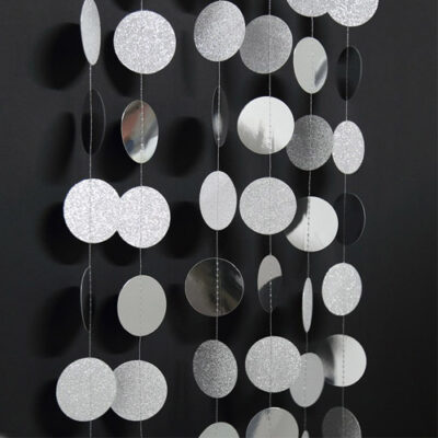 party backdrop Silver paper circles garland 4m, party decoration Auckland NZ