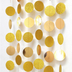 Gold paper circles garland 4m, party decoration Auckland NZ