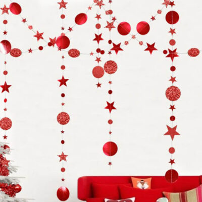 Party backdrop Red circle and stars garland backdrop 4m, party decoration Auckland NZ