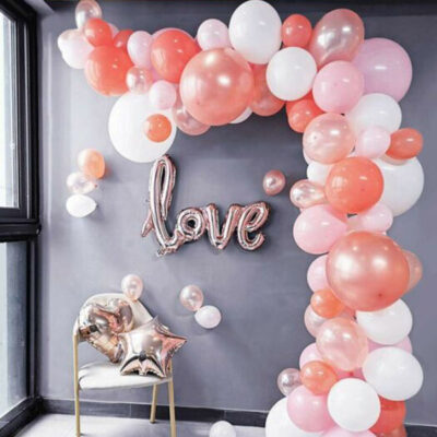 Rose gold coral DIY balloon garland kit, wedding party decoration Auckland NZ