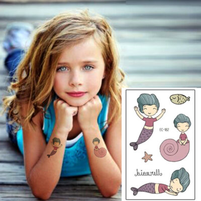 Kids mermaid temporary tattoo EC182 12x75cm, party favour Auckland NZ