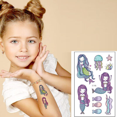 Kids mermaid temporary tattoo EC186 12x75cm, party favour Auckland NZ