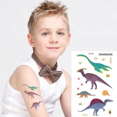Dinosaur temporary tattoo set Bec-734 12x75cm, party favour Auckland NZ