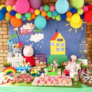 Peppa Pig party DIY balloon garland kit style A, party decoration Auckland NZ