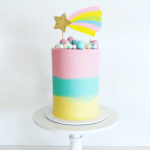 Rainbow shooting birthday cake topper acrylic, Auckland NZ