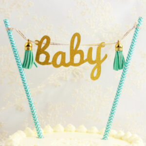 Blue baby bunting baby shower cake topper adjustable string, Auckland NZ