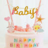 Pink baby bunting baby shower cake topper adjustable string, Auckland NZ