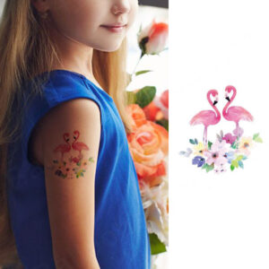 Kids flamingo temporary tattoo Bcd009 8x7.5cm, party favour Auckland NZ