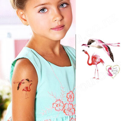 Kids flamingo temporary tattoo Bcd012 8x7.5cm, party favour Auckland NZ