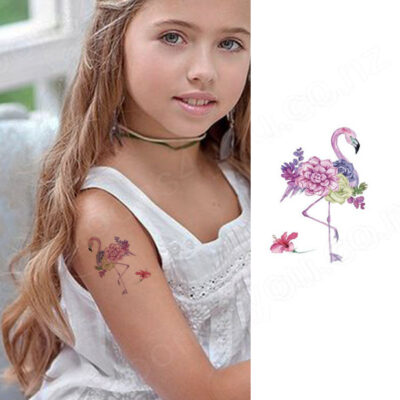 Kids flamingo temporary tattoo Bcd014 8x7.5cm, party favour Auckland NZ