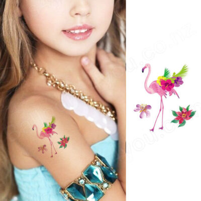 BCD-015 Kids flamingo temporary tattoo Bcd015 8x7.5cm, party favour Auckland NZ