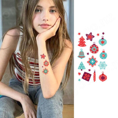 Christmas kid temporary tattoo set Bec854 12x75cm, party favour Auckland NZ