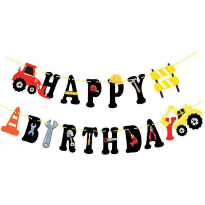 Construction truck happy birthday banner Construction party digger banner, Auckland NZ