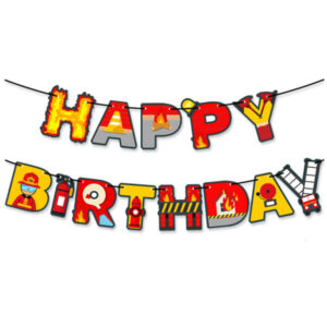 Fireman theme Happy Birthday banner, Auckland NZ
