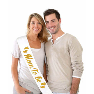 Mommy to Be white sash baby shower 78cm length, Auckland NZ