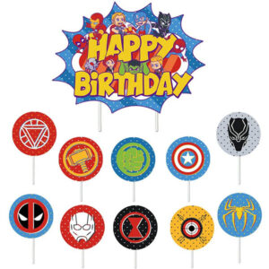 Superhero party birthday cake topper set 11 pieces, Auckland NZ
