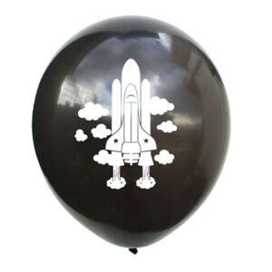Outer space black rocket latex balloon 12 inch helium quality, Auckland NZ