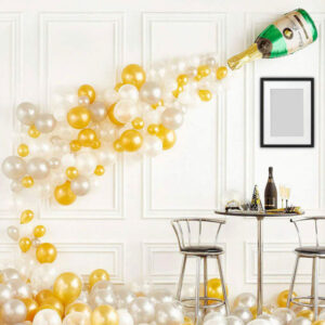 Champagne bottle DIY balloon garland kit, New Year party decoration Auckland NZ
